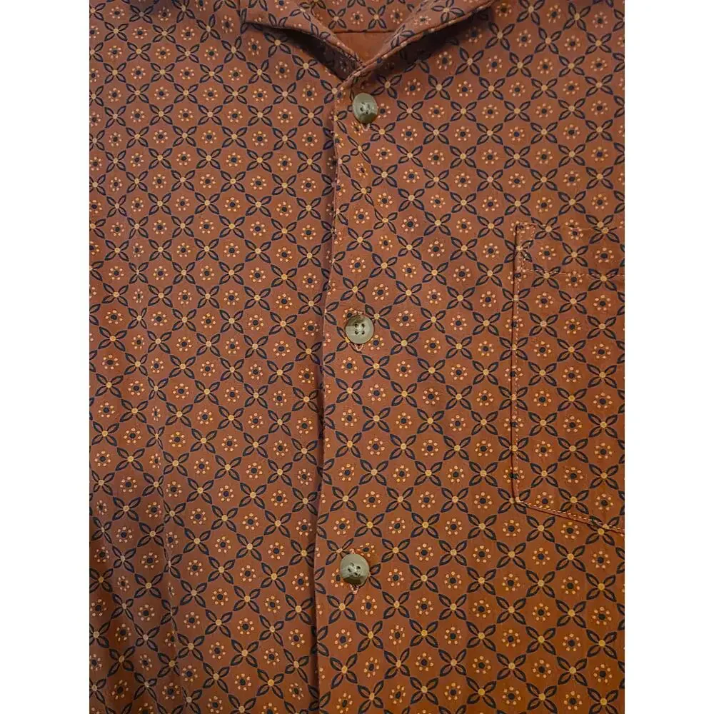 Fair Harbor Salmon Printed Short Sleeve Button Down Shirt XL Organic Cotton - Picture 2 of 5